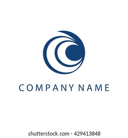 Concept logo template with abstract wave symbol in flat design .Vector illustration