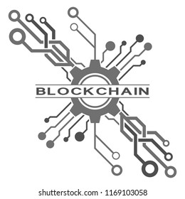 Concept logo template blockchain. Abstract geometric digital crypto currency sign.