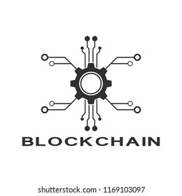 Concept logo template blockchain. Abstract geometric digital crypto currency sign.