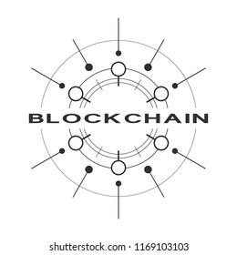 Concept logo template blockchain. Abstract geometric digital crypto currency sign.