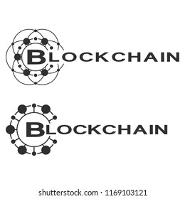 Concept logo template blockchain. Abstract geometric digital crypto currency sign.
