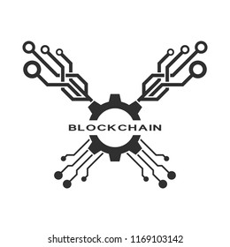 Concept logo template blockchain. Abstract geometric digital crypto currency sign.