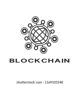 Concept logo template blockchain. Abstract geometric digital crypto currency sign.