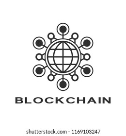 Concept logo template blockchain. Abstract geometric digital crypto currency sign.