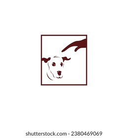Logo del concepto con el tema de los seres humanos adoptando perros