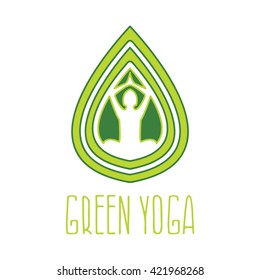 Concept logo for theme woman in pose lotus in leaf. Vector illustration