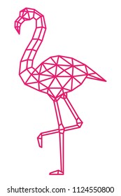 Concept Logo. Vector Design Element. Low Poly Pink Flamingo.