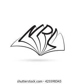 Concept logotype, combination of book and letters, letters that a made form book pages. Nice acronym of New Public Library