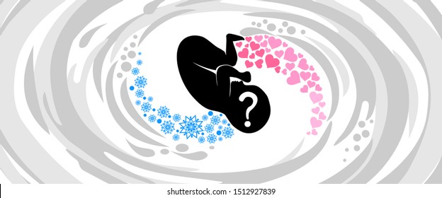 The concept of the loss of a child, abortion of pregnancy, miscarriage. Horizontal web banner. Vector 