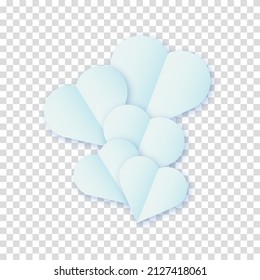 El concepto de corazones de amor nubes nubes nubes en azul con una sombra sobre un fondo transparente. Ilustración de clipart vectorial
