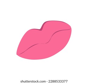 Concept Love moments lips. The cartoon lips in this flat vector illustration convey a playful and flirtatious love moment. Vector illustration.