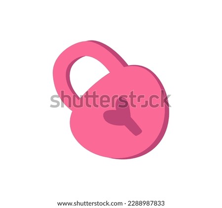 Concept Love moments lock key. This flat vector cartoon design captures the concept of a love moment with a pink lock on a white background. Vector illustration.