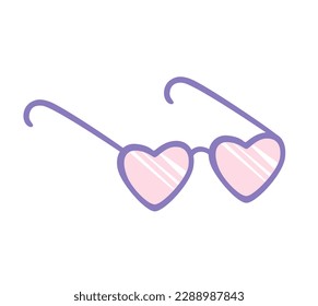 Concept Love moments sunglasses. This flat vector cartoon design captures the concept of a love moment with a pair of sunglasses on a white background. Vector illustration.