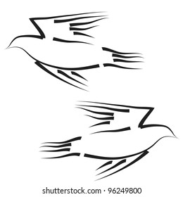 Concept of love or peace. Set of white vector doves.