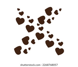 Concept Love shape with cute heart on red,background template or background for Love and Valentine's day 