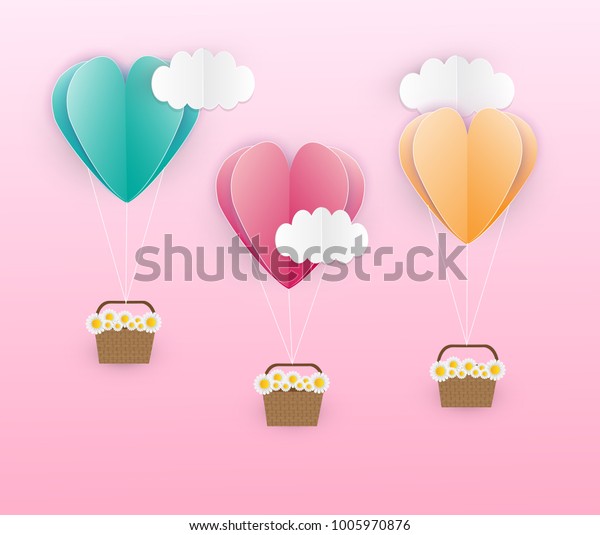 Concept Love Valentine Day Paper Origami Stock Vector