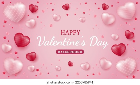 concept of love valentine day with pink balloon heart 3d vector paper cut style background. banner love valentine day with red heart vector paper cut style background. pink, heart, red, 3d, balloon