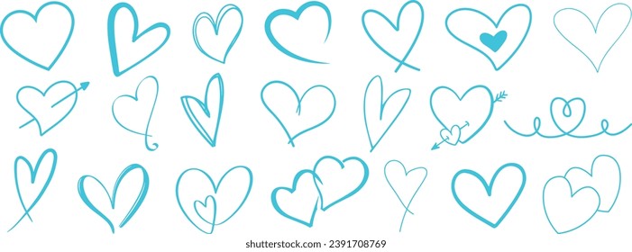 concept of love,Collection of heart illustrations,Love symbol icon set, heart icons,linear icons , heart pattern collection.