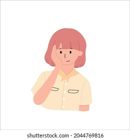 The concept of loving yourself as you are. Positive women expressing self love and care. Positive body, confidence, love, generosity, philanthropy and hope concept. Flat vector illustration isolation
