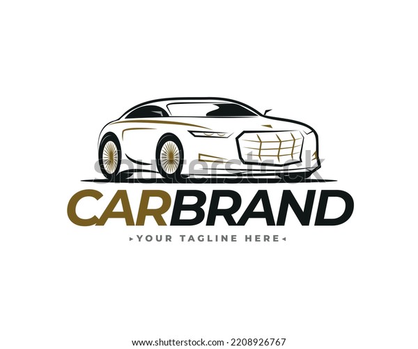 Concept Luxury Car Stylish Logo Design in\
Black and Gold with White\
Background