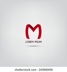 Concept M letter logo template. Red vector logo template for your design.