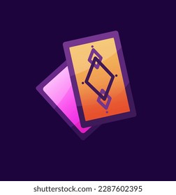 Concept Magic element cards. An engaging flat vector illustration designed for web use, presenting a magical cartoon concept on a dark background. Vector illustration.