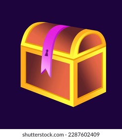 Concept Magic element chest. A fascinating flat vector illustration crafted for web use, presenting a magical cartoon concept on a dark background. Vector illustration.