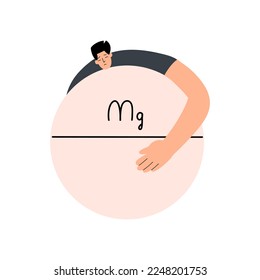 The concept of magnesium deficiency in the body of a young man. Vector illustration in flat style