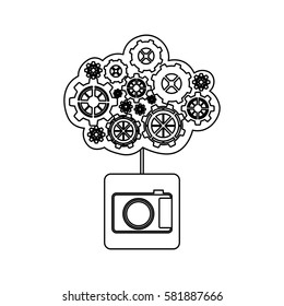 concept of maintenance service of analog camera vector illustration
