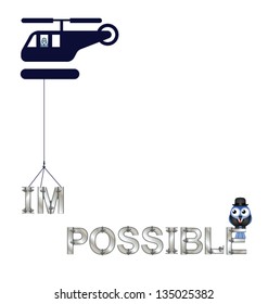 Concept of making the impossible possible with copy space isolated on white background