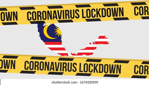 Concept of Malaysia national lockdown due to coronavirus crisis covid-19 disease. Malaysia announce movement control order emergency state restrictions to combat the spread of the virus.