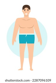 Concept Male body types man. The illustration features a cartoon-style male character in a flat, vector design. Vector illustration.