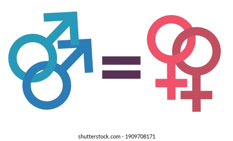 The concept of male and female equality. Gay and Lesbian Equality. Equal rights concept. Gender equality.