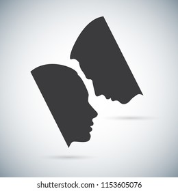 The concept of male and female psychology. Icons silhouette profile of a man's head. The aura of the mental body is the physical nature of man Vector illustrations EPS 10 for page cover book, magazine