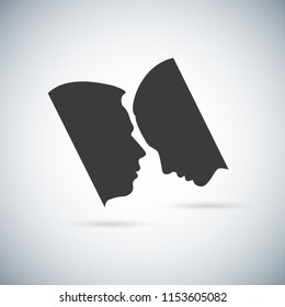 The concept of male and female psychology. Icons silhouette profile of a man's head. The aura of the mental body is the physical nature of man Vector illustrations EPS 10 for page cover book, magazine