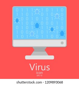 The concept of malicious computer virus infection. Hacking systems, fraud. Cyber attack.
