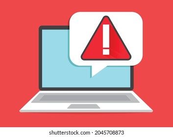 Concept of malware notification or error. Red alert warning of spam data, insecure connection, scam, virus