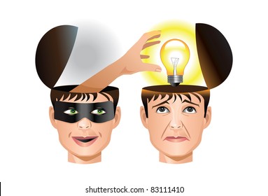 Concept of a man stealing another man's idea