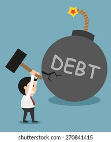 The concept of the man trying to pay off his big debt compared to the bomb