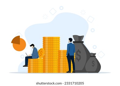 Konzeption Verwalten oder erhöhen Sie Ihren Umsatz. Haushaltsstrategie, Finanz- und Rechnungswesen, Haushaltsberechnung, Wirtschaft und Investitionen, flache Vektorgrafik auf weißem Hintergrund.