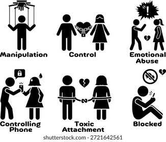 Concepto de control de la manipulación y Ilustraciones vectoriales de apego poco saludables