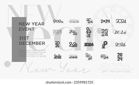 The concept of the many numbers for the new year 2024 can be a reference and example for a poster and banner for the new year 2024.