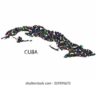 Concept map of Cuba, vector design Illustration.