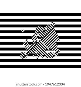 Concept map of Europe continent filled with black and white stripes. Abstract travel creative sign