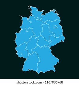 Concept map Of Germany on dark background, vector illustration.