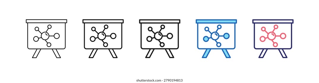 Concept Map Icon In 5 Different Styles Set Collection.