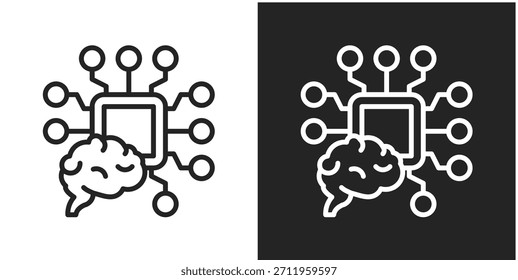 Concept Mapping Icon In Black And White Line Style