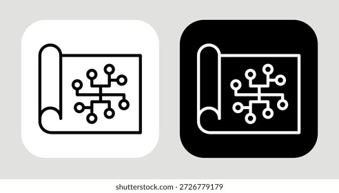 Icono de mapeo de concepto en estilo de línea en blanco y negro