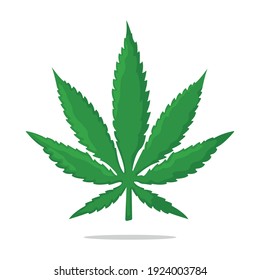 Concept Marijuana leaf addictive drug cigarette icon stuff, cartoon vector illustration, isolated on white.