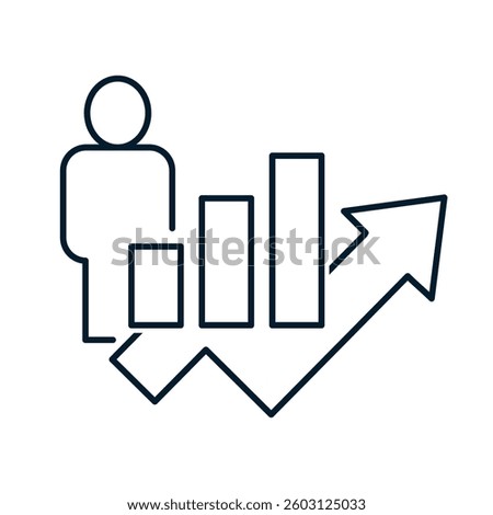 Concept of market analysis, consumer, demography. Vector linear icon isolated on white background.